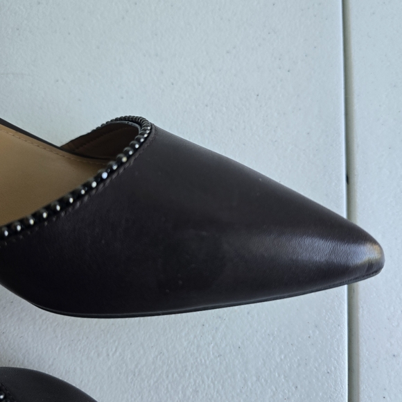 Coach Brown Leather Pumps Beaded Split Slip-On High Heel Shoes Size  9.5B - Picture 14 of 16